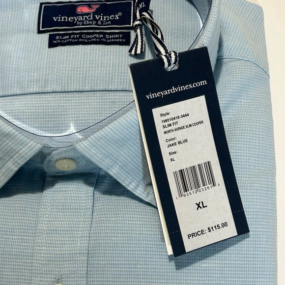 VINEYARD VINES - MEN'S SLIM FIT WORTH AVE SLIM COOPER SIZE: XL COLOR: JAKE BLUE - Picture 3 of 6